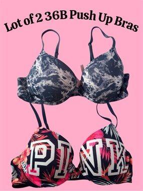 Summer LOT OF 2: Victoria’s Secret PINK Wear Everywhere Push-Up Bras 36B